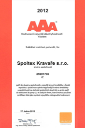 Certifikát Spoltex Kravaře s.r.o.